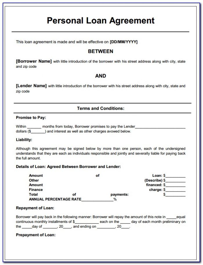 Personal Loan Contract Forms