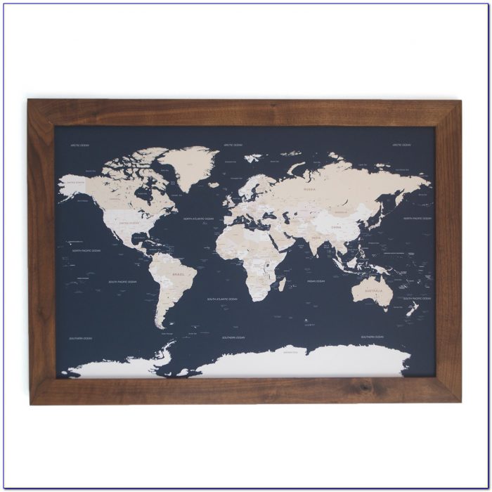 Personalized Framed World Map With Pins