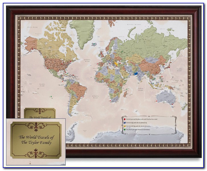 Personalized World Travel Map Framed