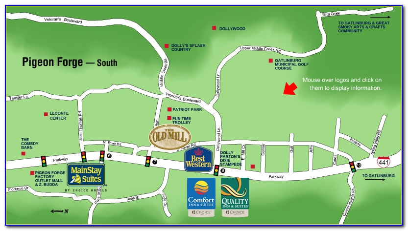 Pigeon Forge Hotel Map