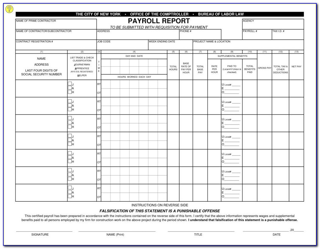 Prevailing Wage Certified Payroll Form Nj