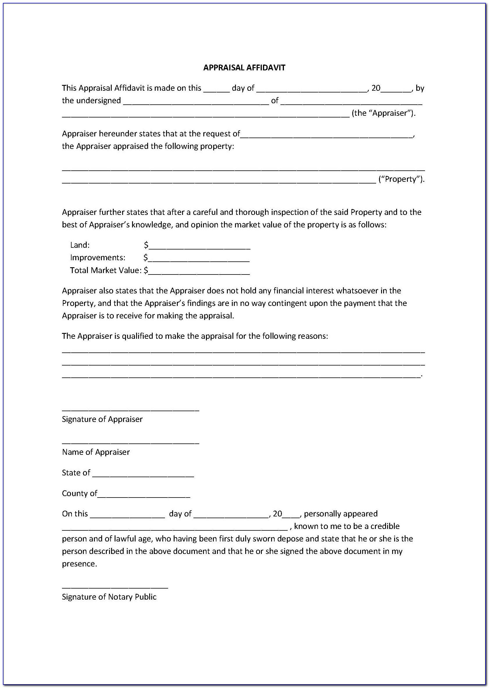 Printable Affidavit Of Support Form