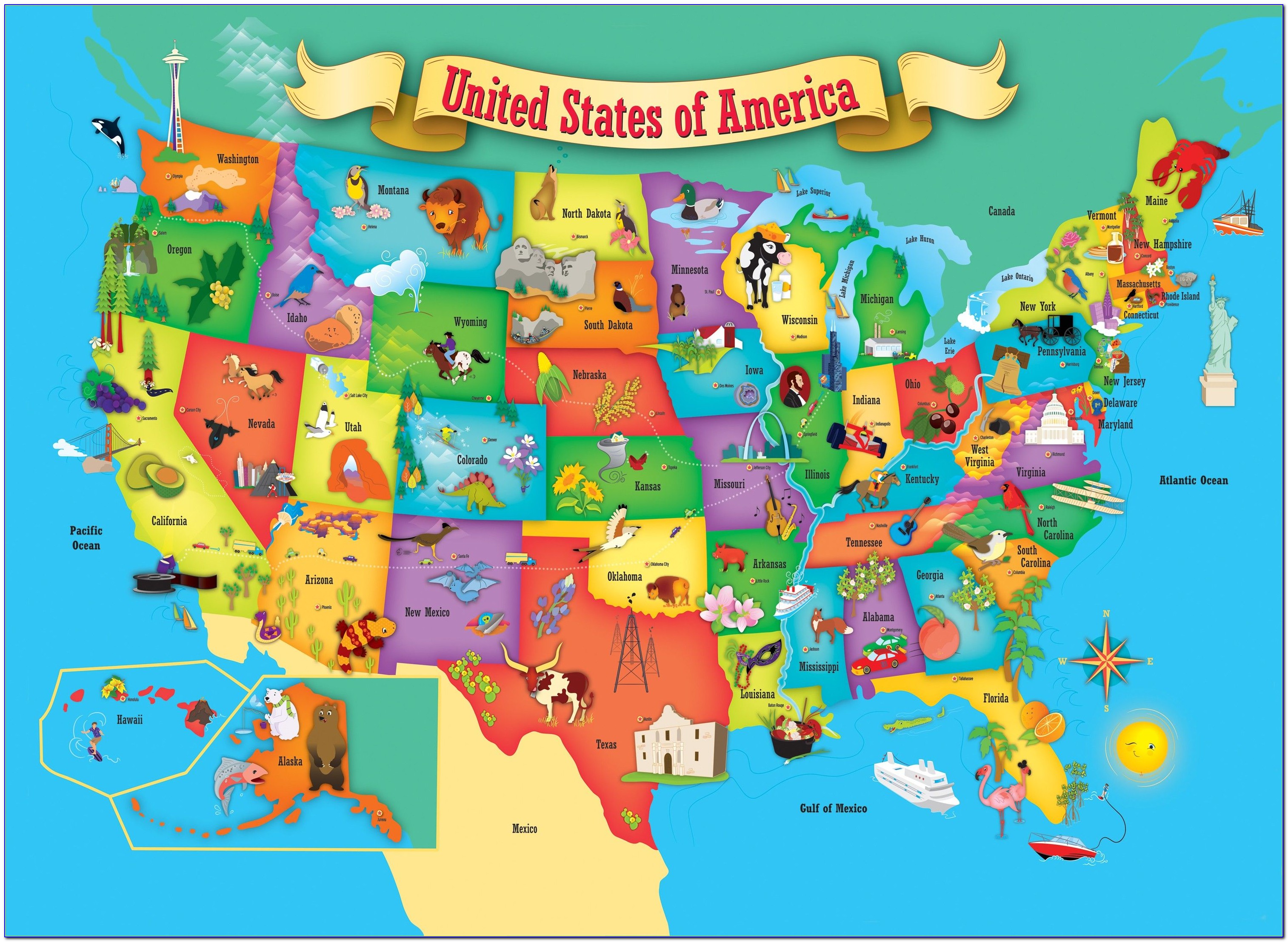 Printable Children's Map Of The United States