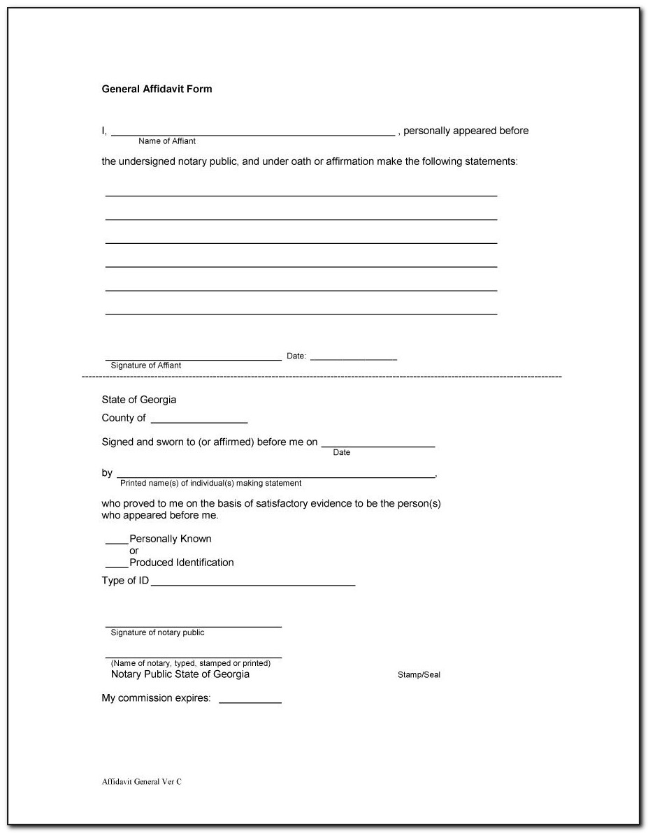 Printable General Affidavit Form