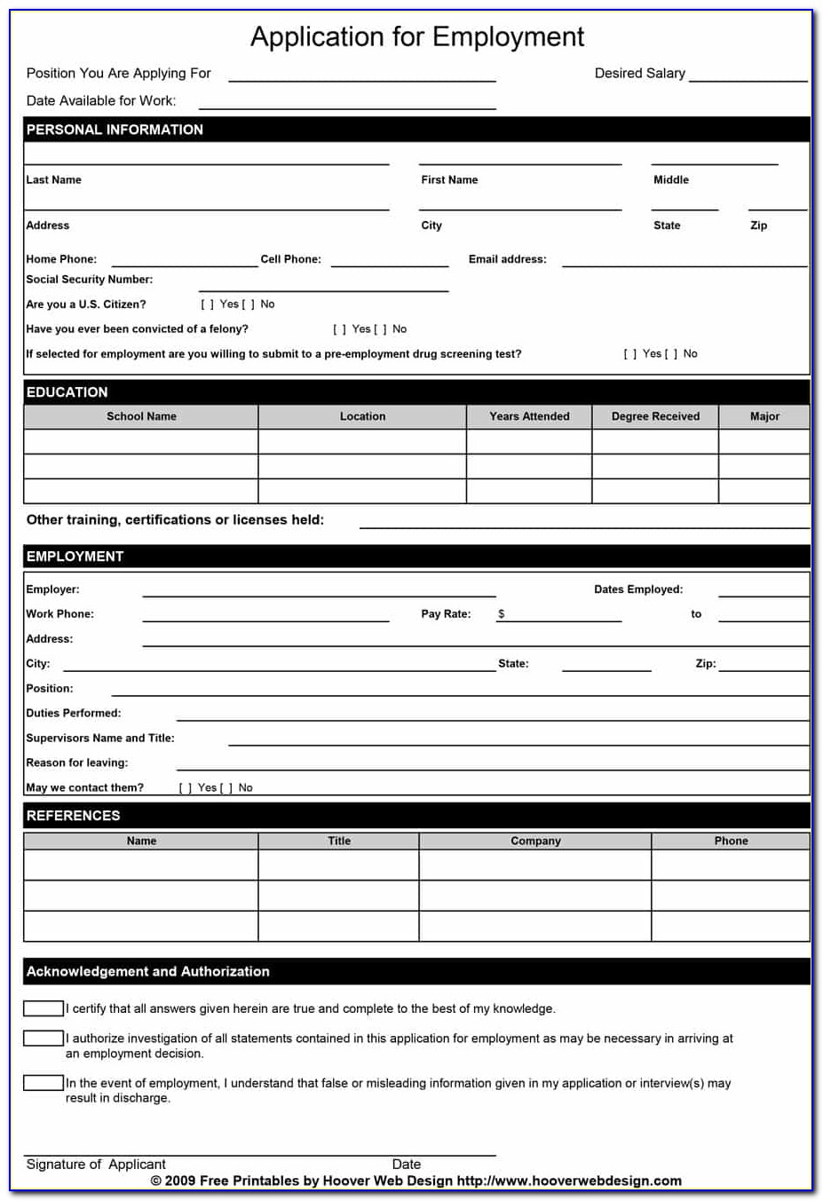 Printable Job Application Forms For 16 Year Olds