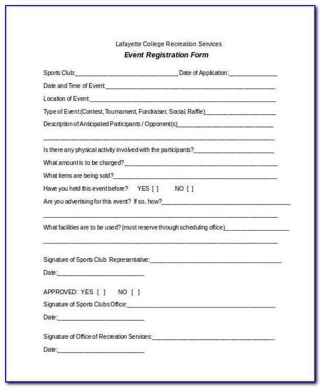 Printable Sports Registration Form Template