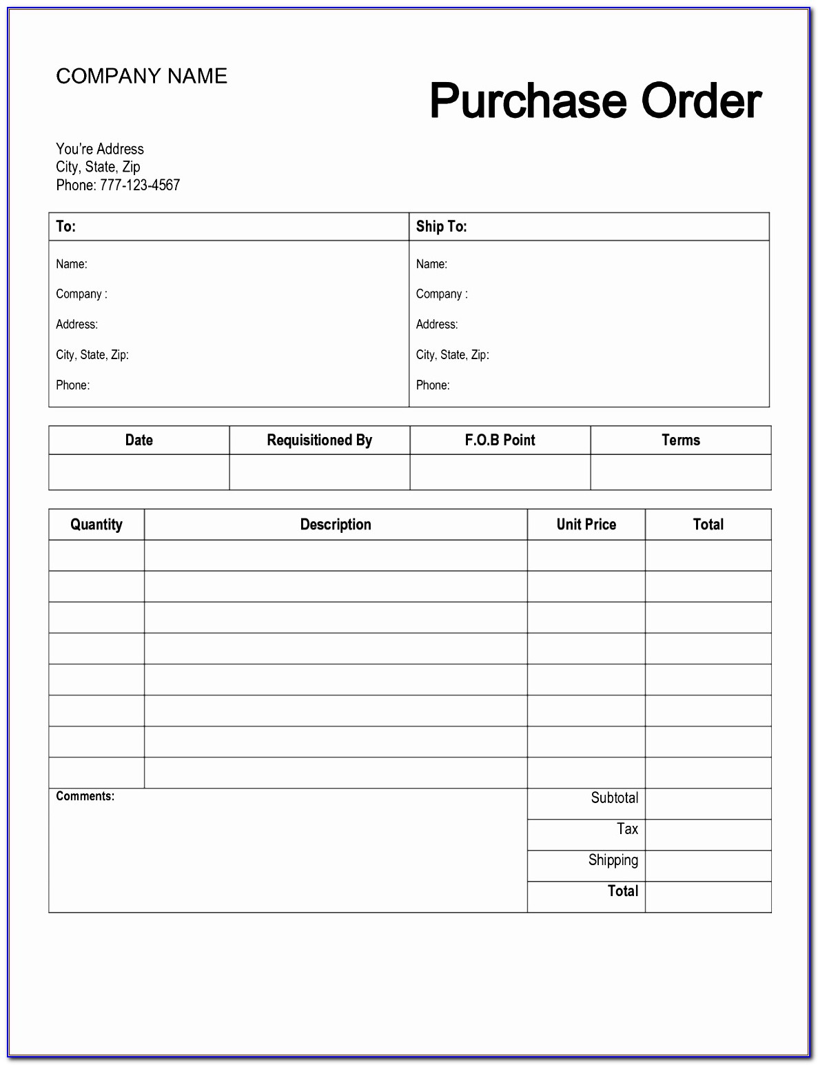 Purchase Order Template Microsoft Excel Uthwc Best Of Free Printable Purchase Order Form Purchase Order