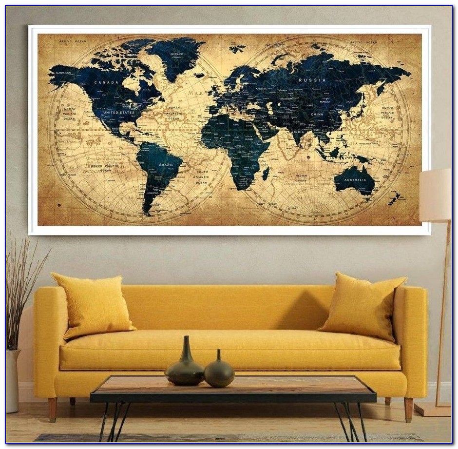 Zoom World Map Art Canvas Groupon Old Framed Wall Jurassic Uk Intended For Recent Groupon Wall Art
