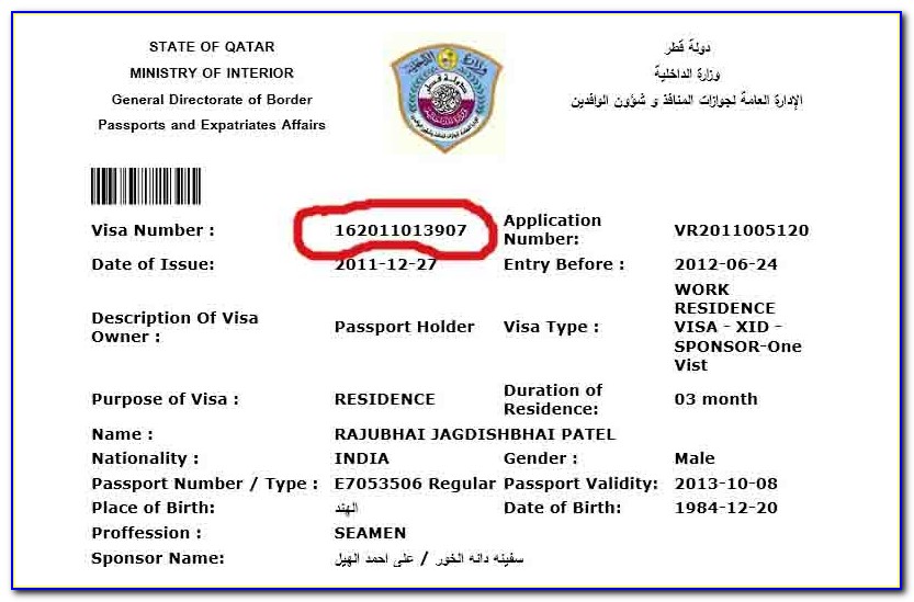 Qatar Visa Application Form For Pakistani