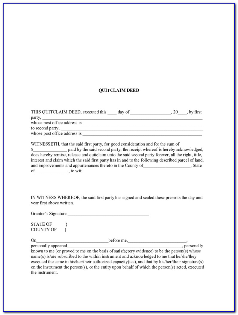 Quit Claim Deed Form State Of Louisiana