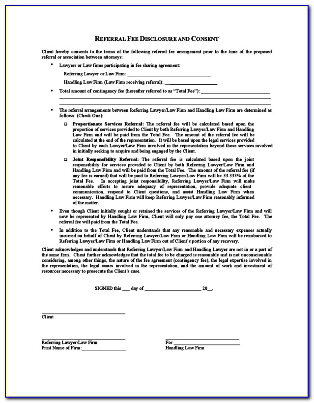 Real Estate Referral Form Word Doc