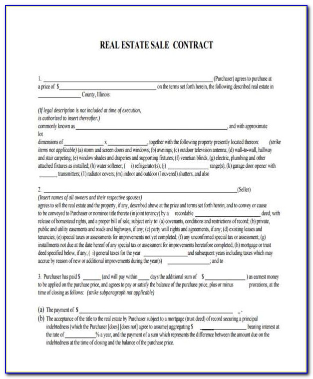 Real Estate Sales Contract Form