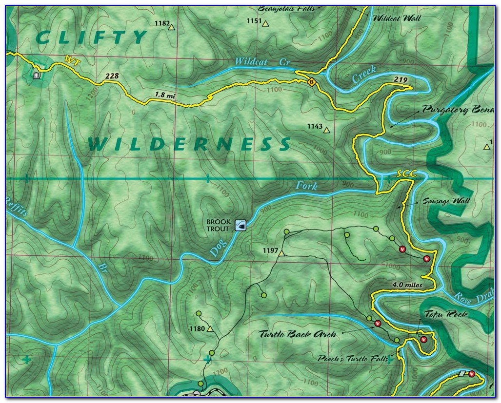 Red River Gorge Unmarked Trail Map