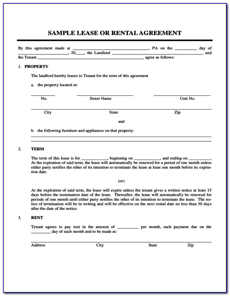 Rental Agreement Form Between Landlord And Tenant