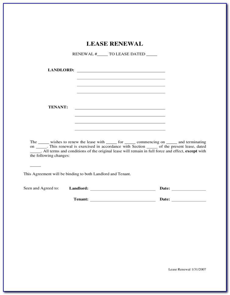 Residential Lease Renewal Form California