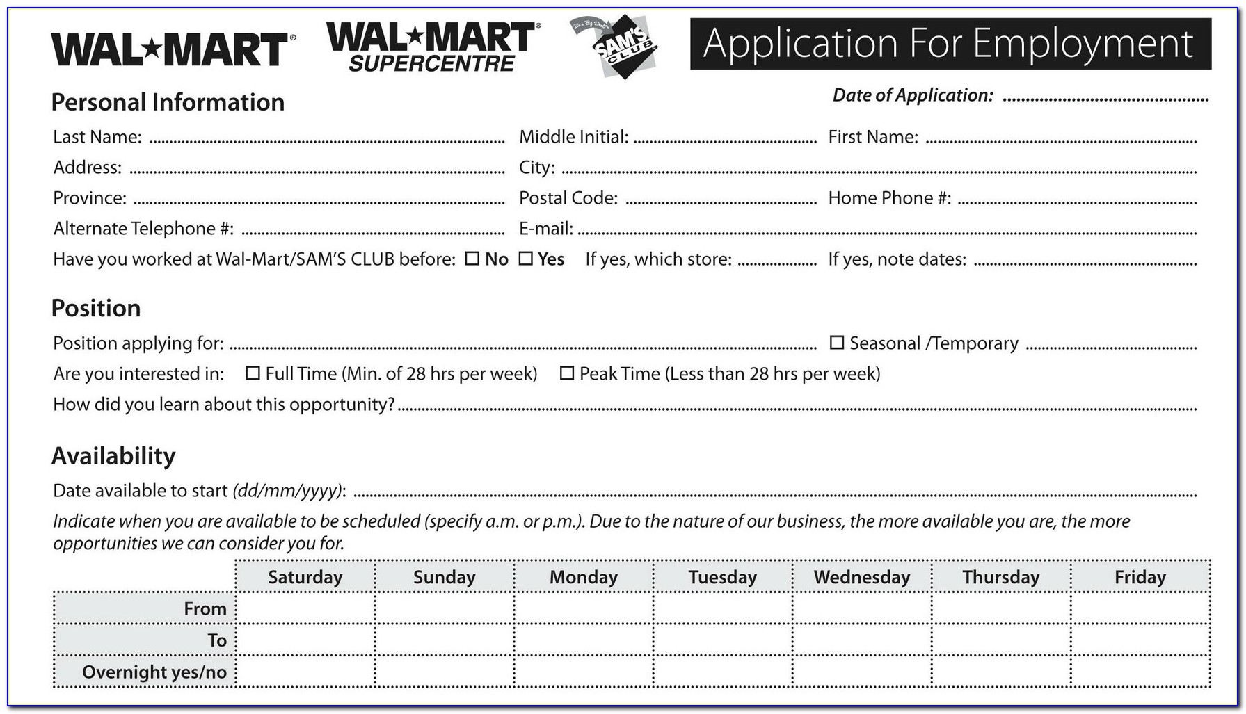 Rgis Job Application Form