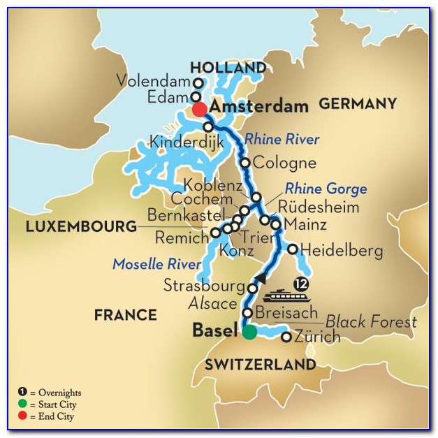 Rhine River Cruise Route Map