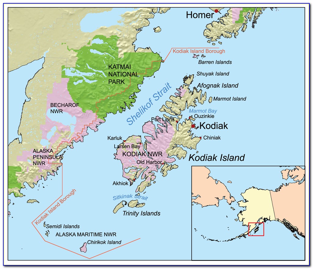 Road Map Of Kodiak Island