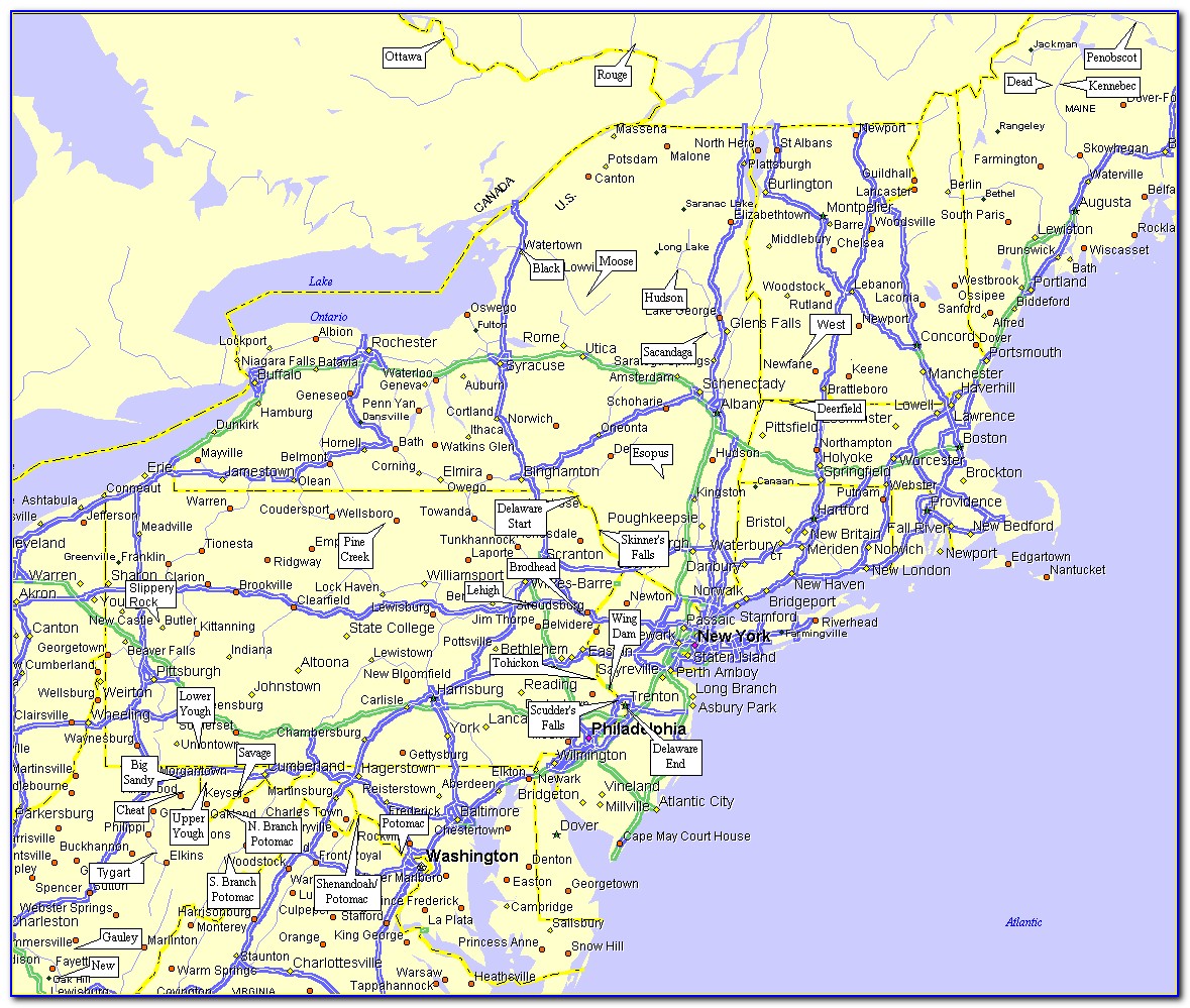 Road Map Of Northeast Us States