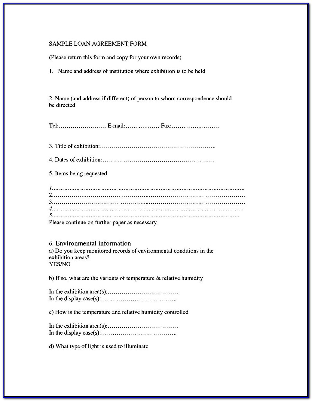 Simple Personal Loan Agreement Template