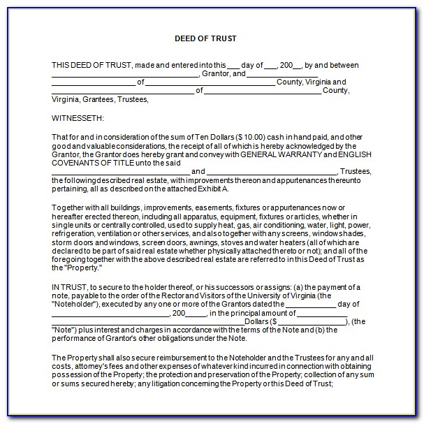 Sample Deed Of Trust Document