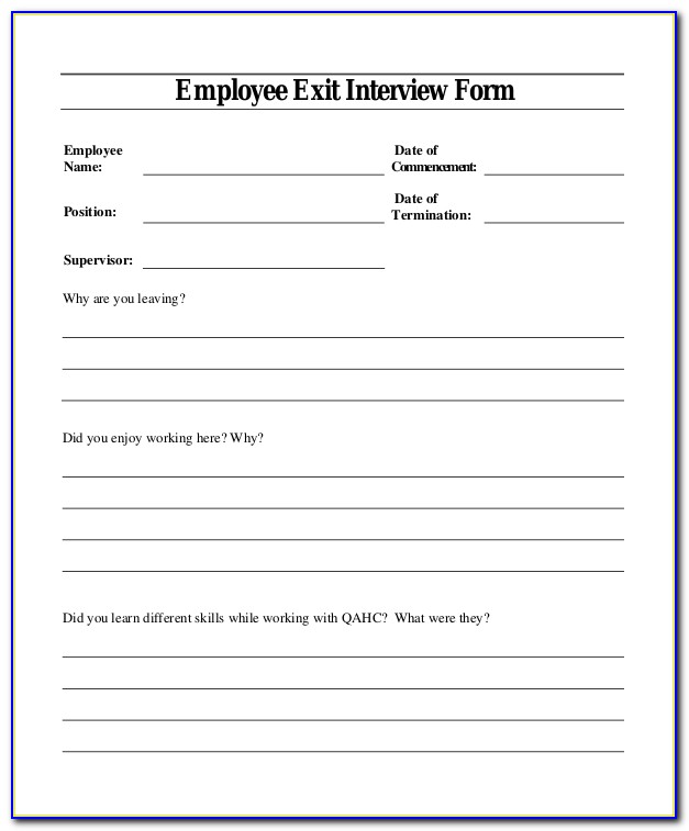 Sample Exit Interview Form Template