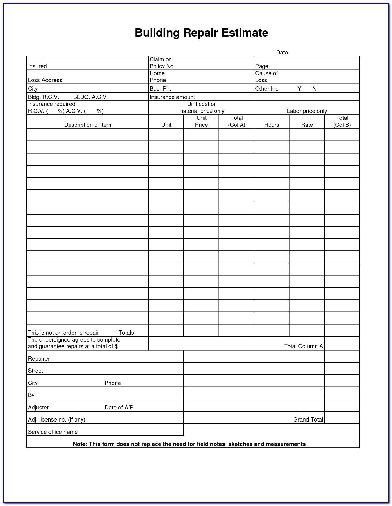 Sample Loan Estimate Form