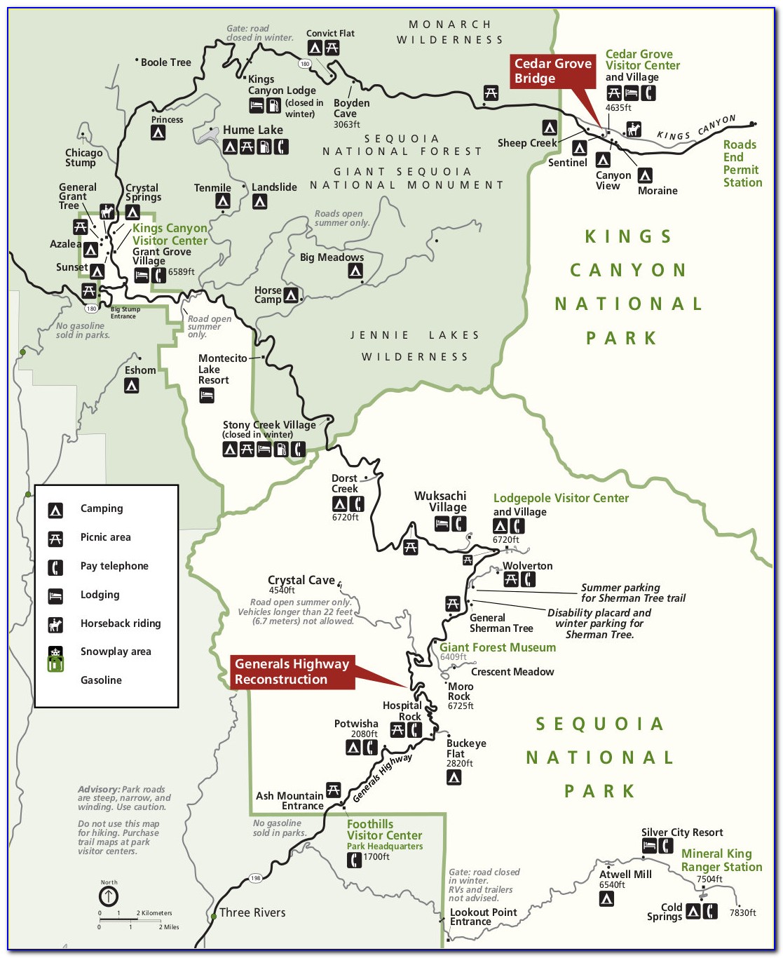 Sequoia Kings Canyon Campground Map