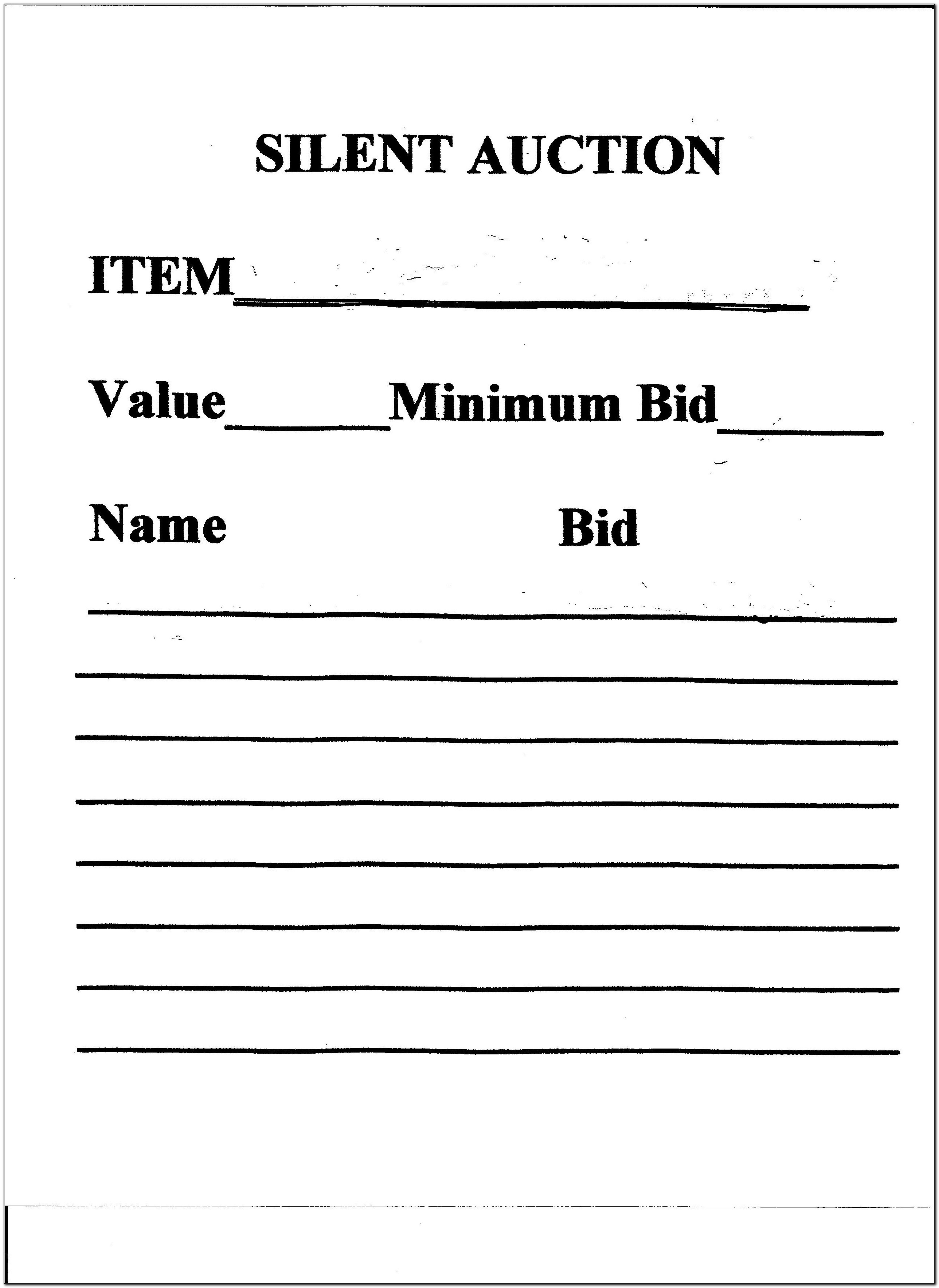 Silent Auction Bidding Sheet Sample