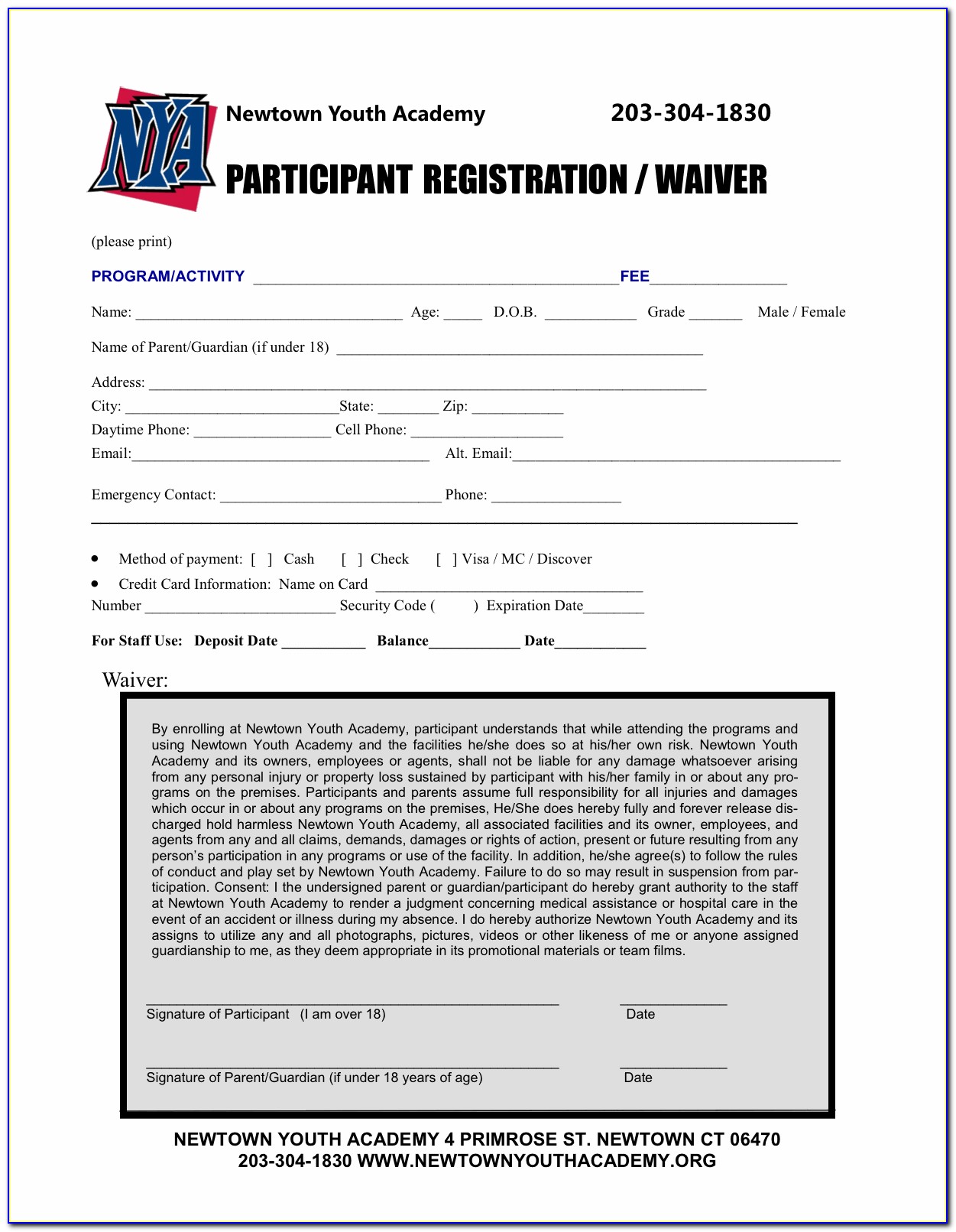 Sports Registration Form Template Free