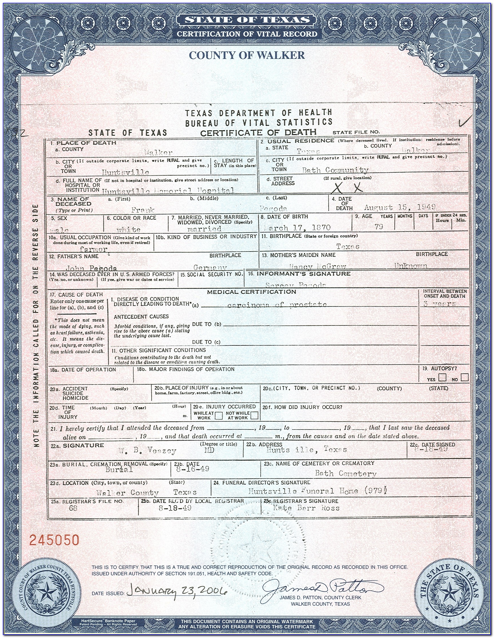 State Of Texas Birth Certificate Request Form