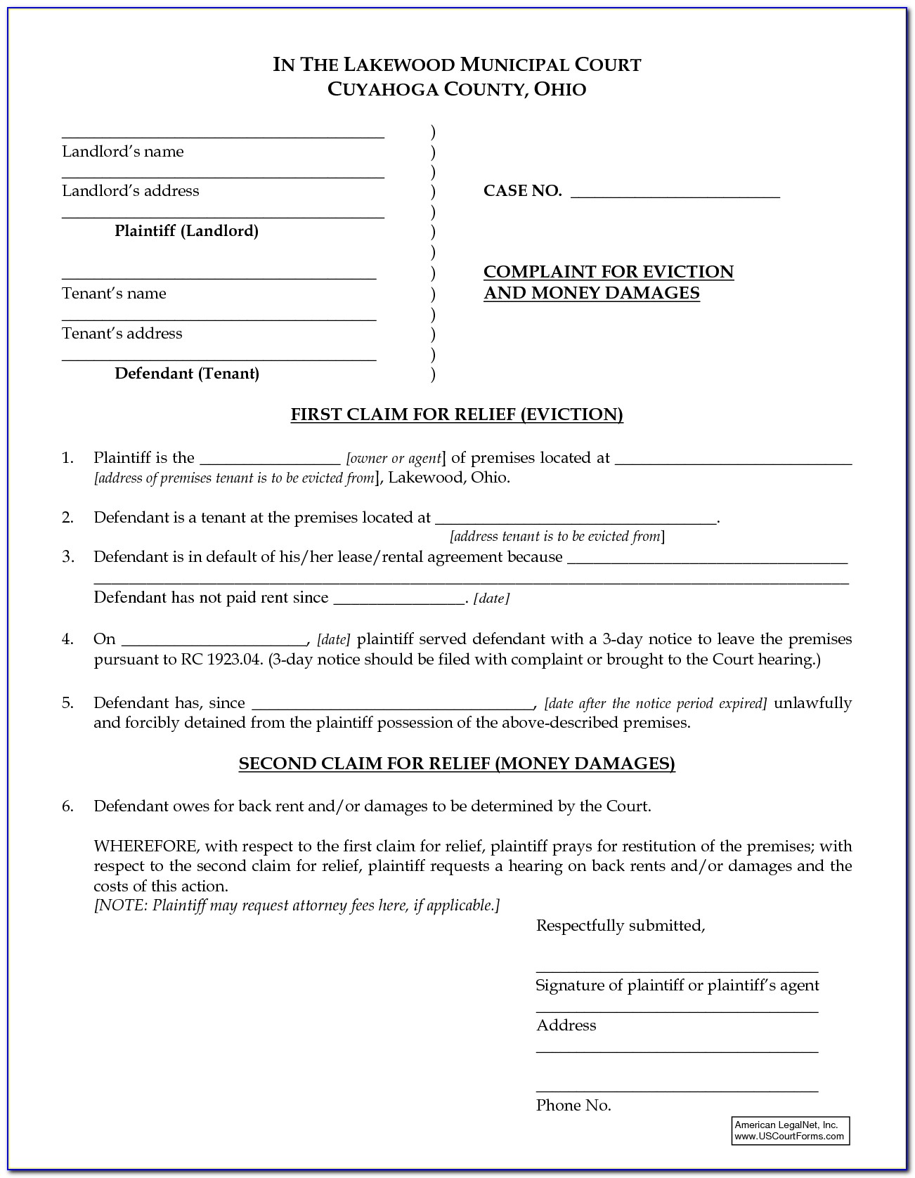 Summit County Ohio Eviction Forms