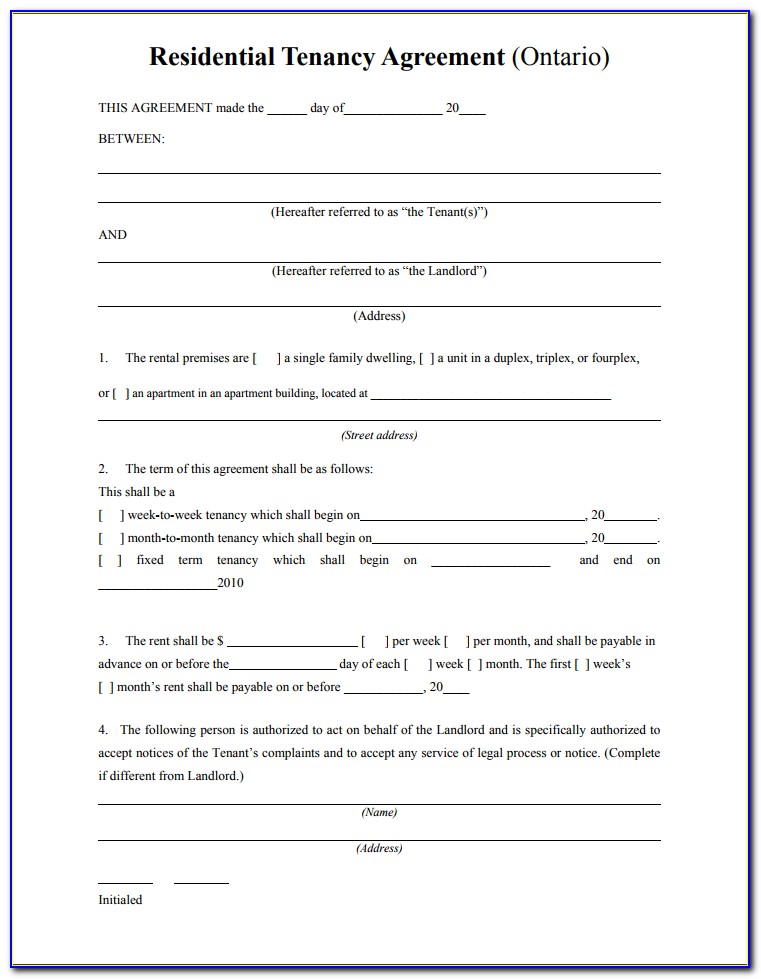 Tenant Agreement Form Free Download