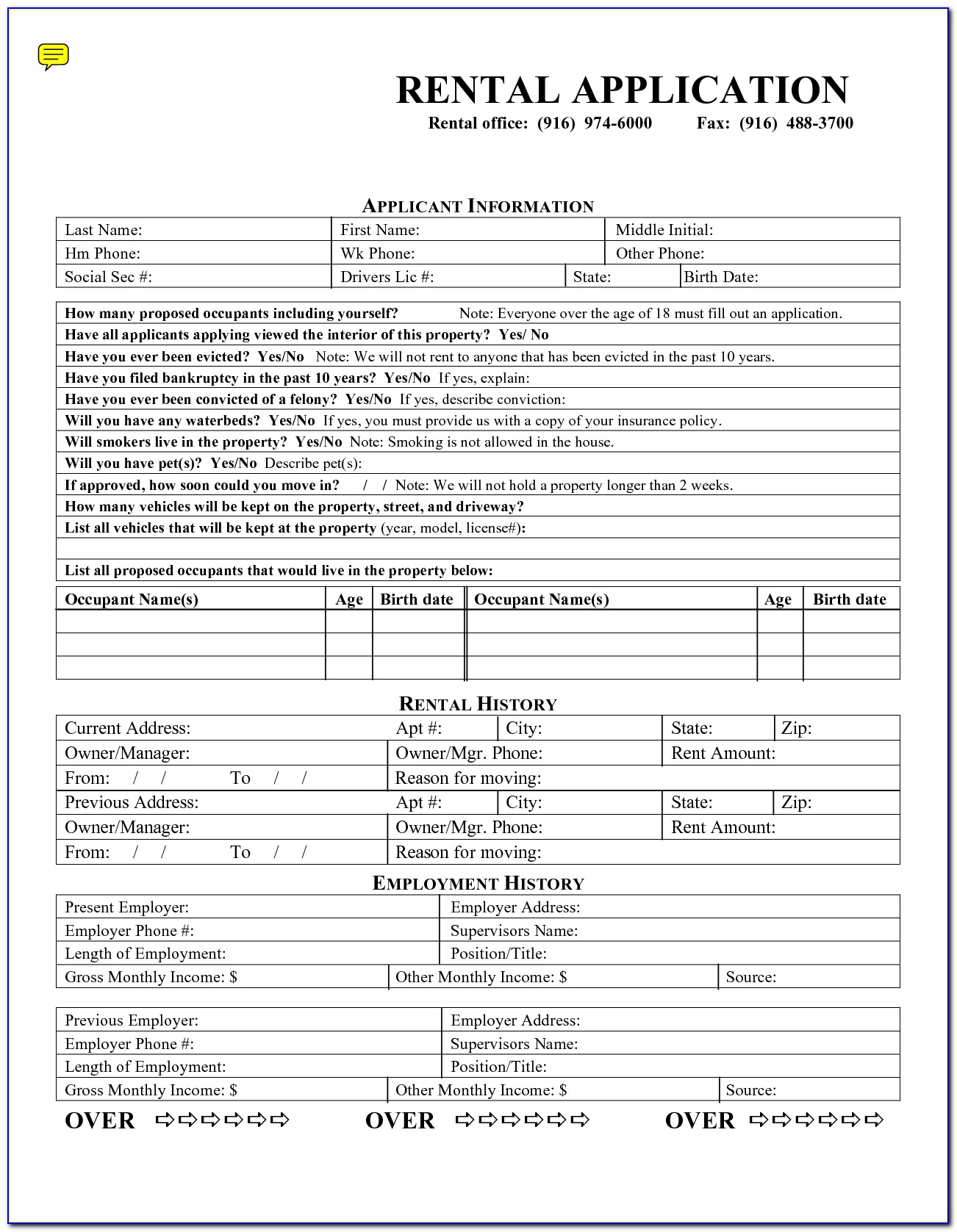 Tenant Application Forms Uk