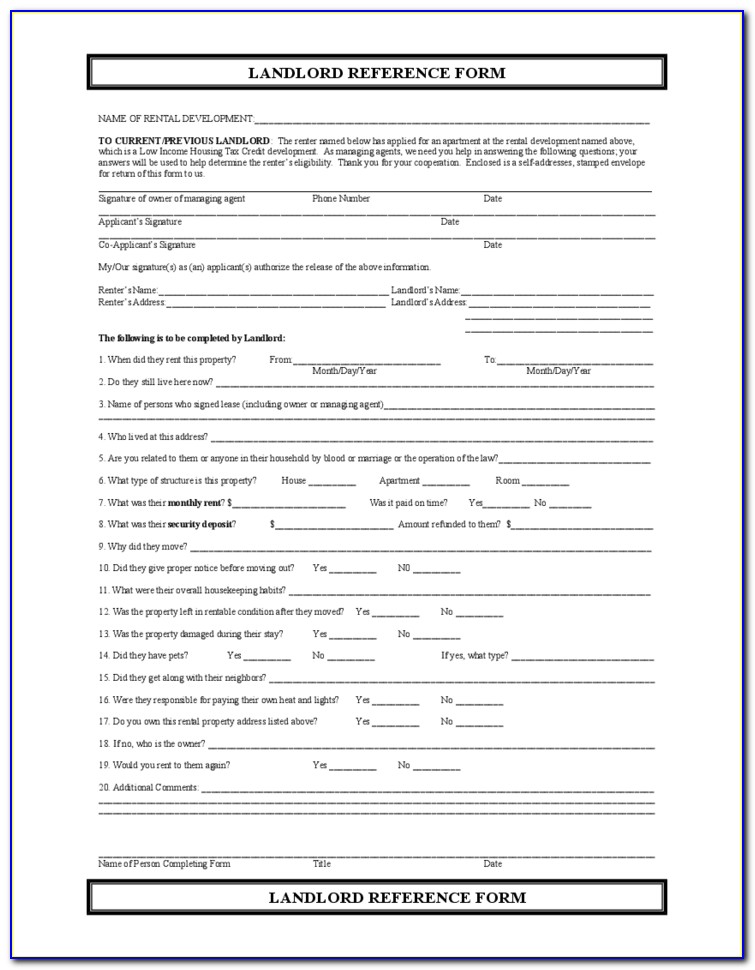 Tenant Reference Check Form Alberta