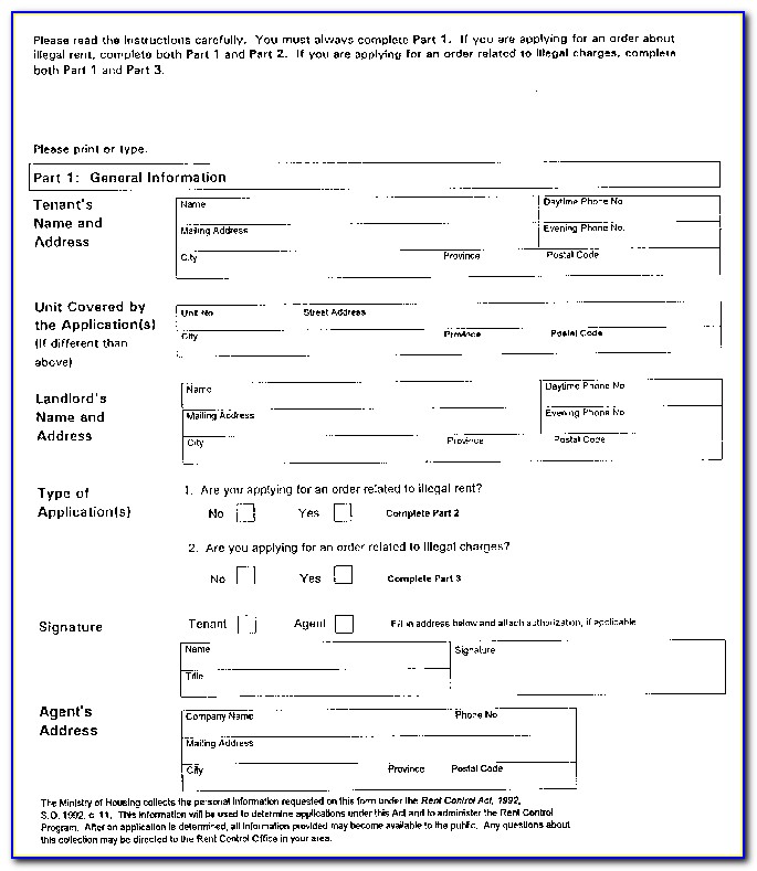 Tenant Rental Application Form Bc