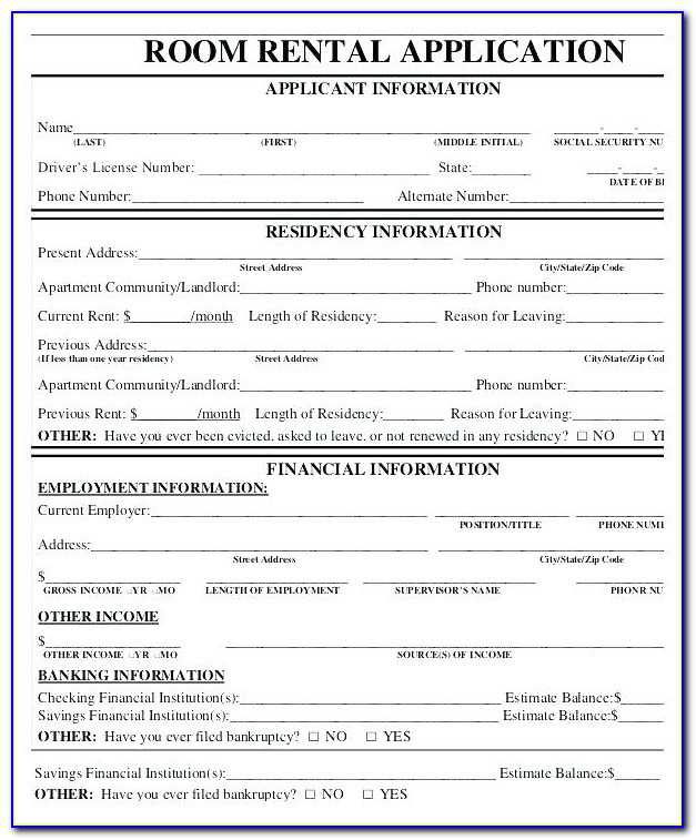 Tenant Rental Application Form Florida