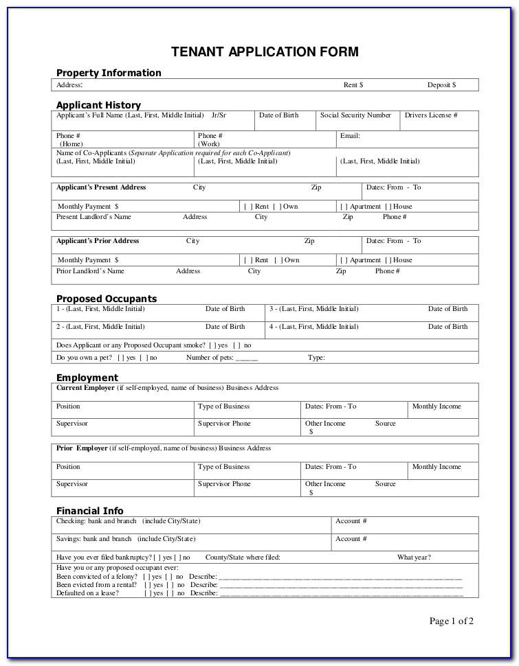Tenant Screening Form South Africa