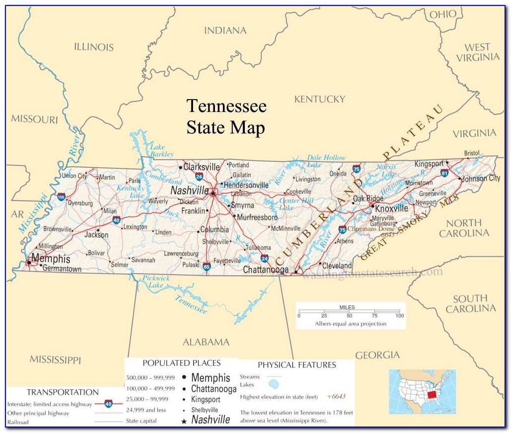 Tennessee Map Gatlinburg Nashville