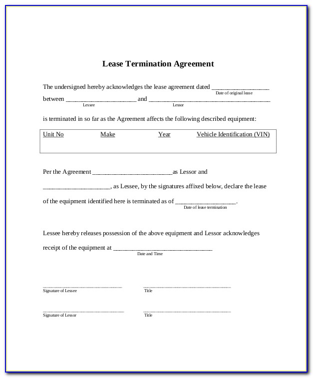 Termination Of Rental Agreement Format