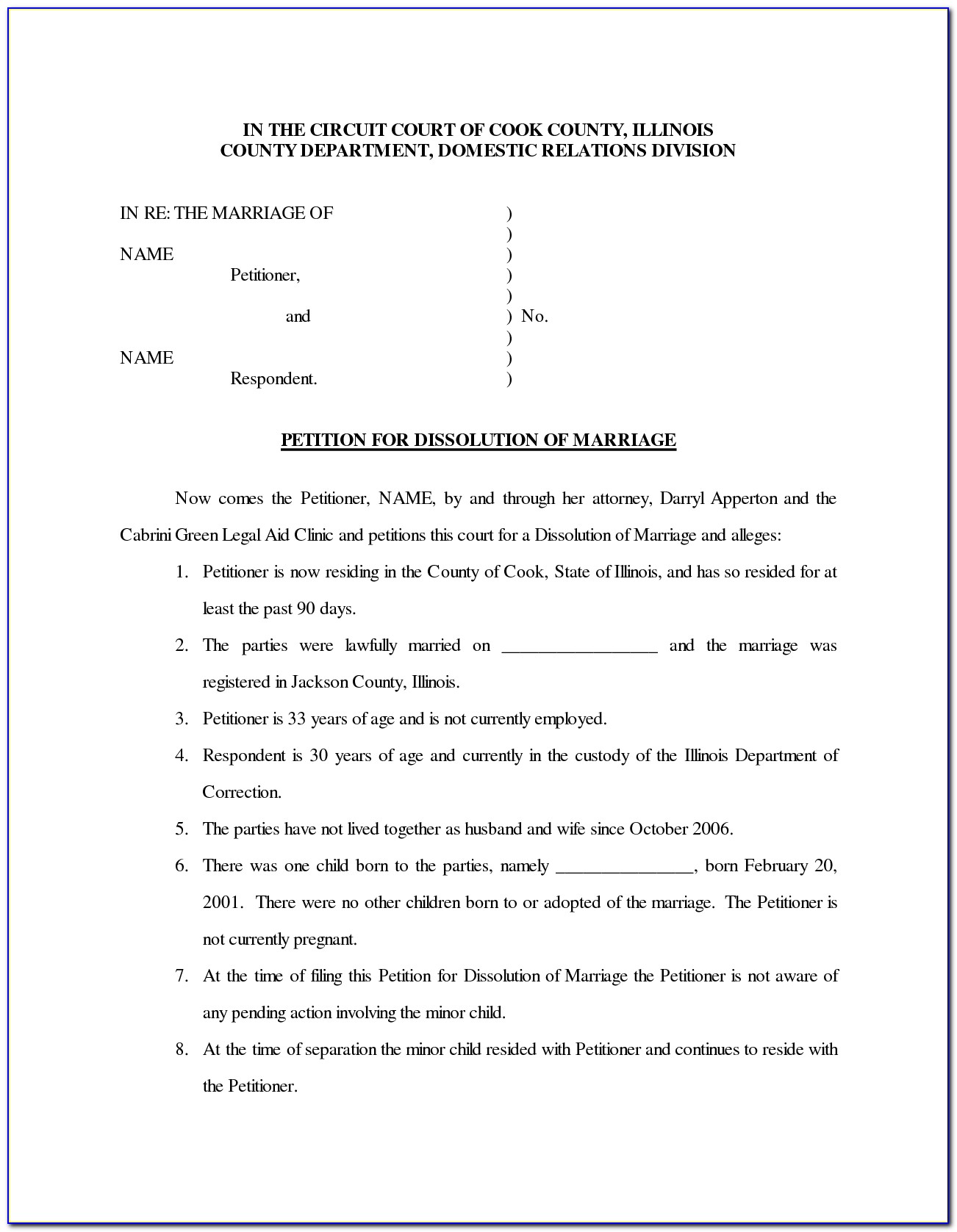 Texas Petition For Divorce Template