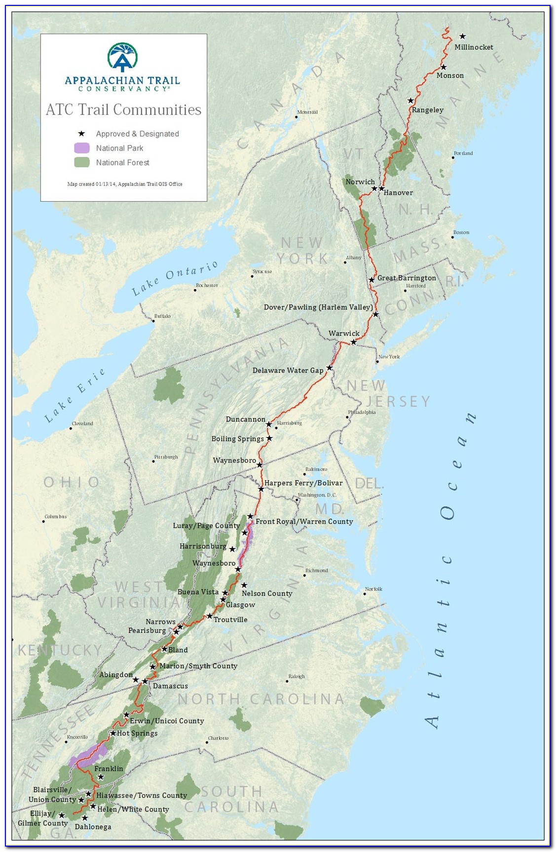 The Priest Appalachian Trail Map