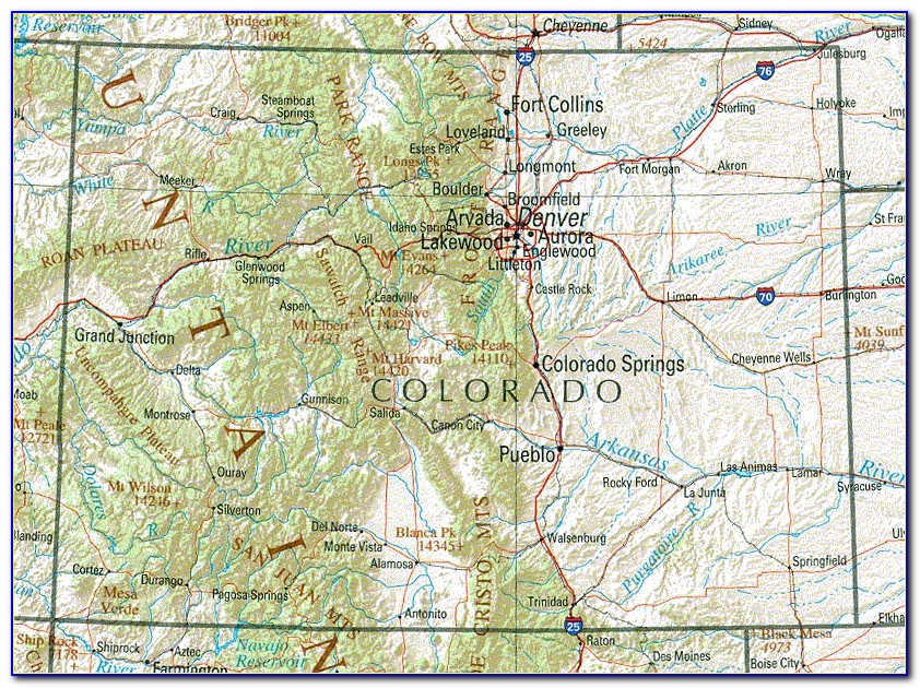 Topographic Map Of Colorado Mountains