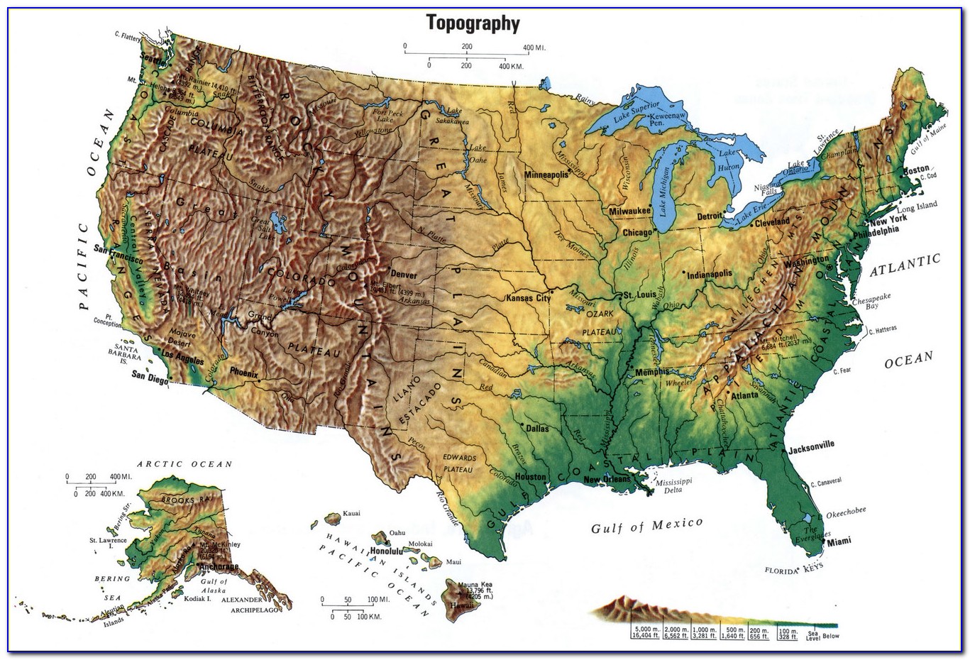 Topographic Map Of Usa