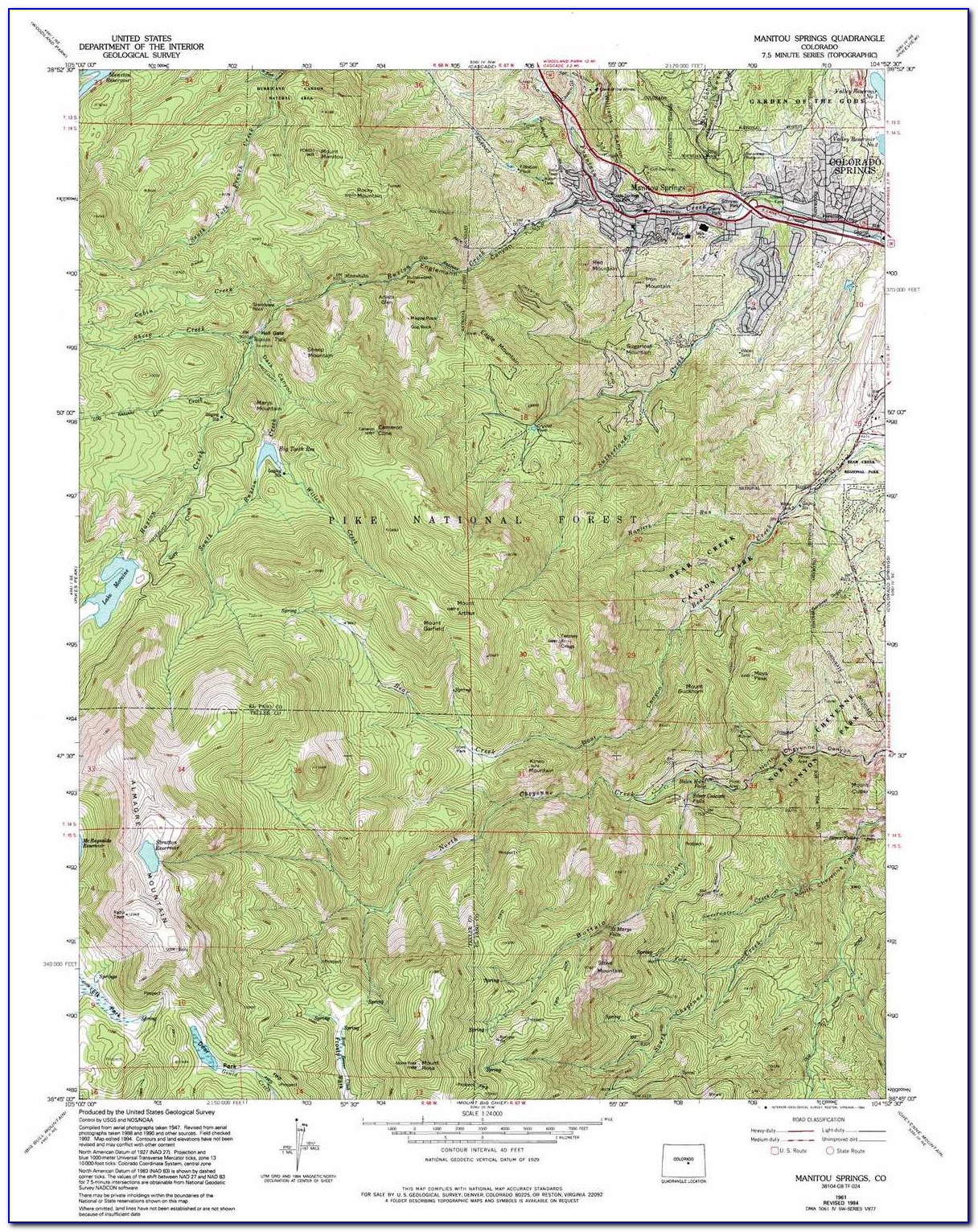 Topographic Maps Colorado Springs