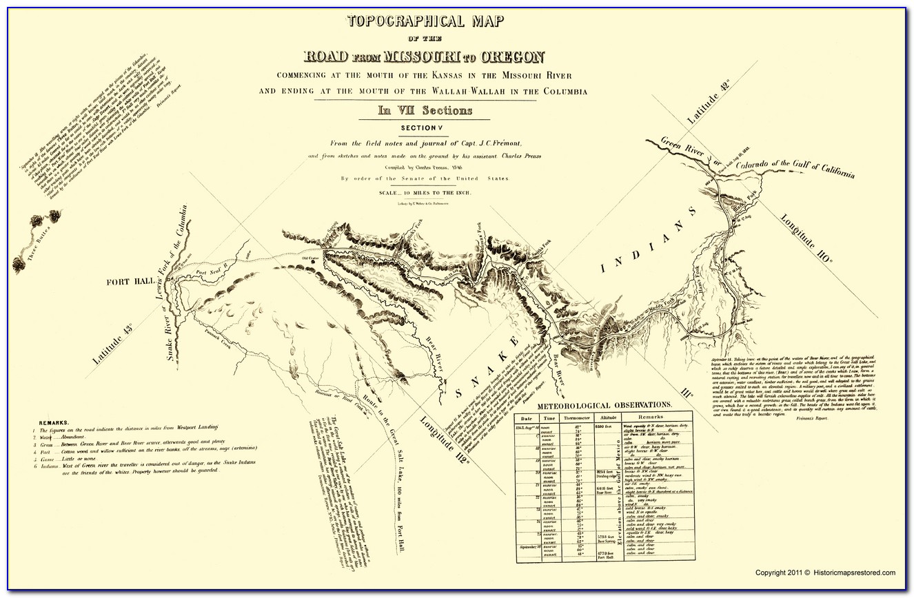 Topographical Map Of Oregon Trail