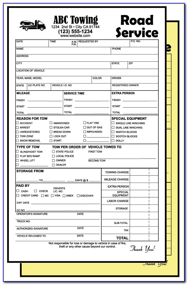 Towing Invoice Forms