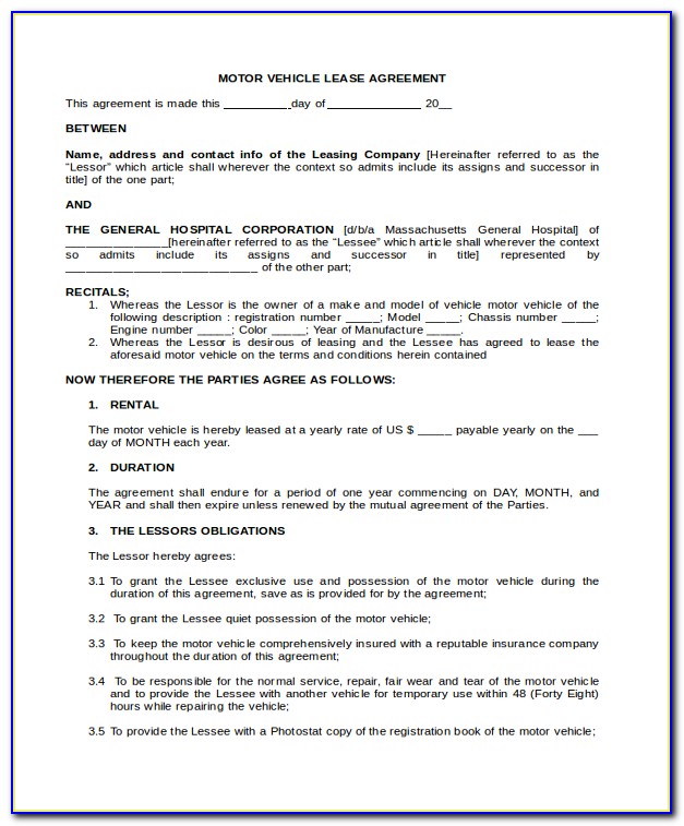 Truck Lease Agreement Format