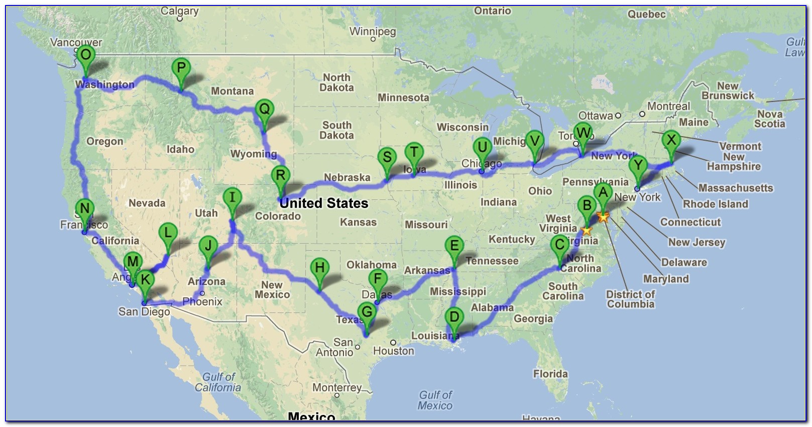 United States Road Trip Map Ideas