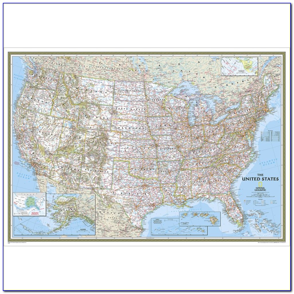 United States Wall Map Framed